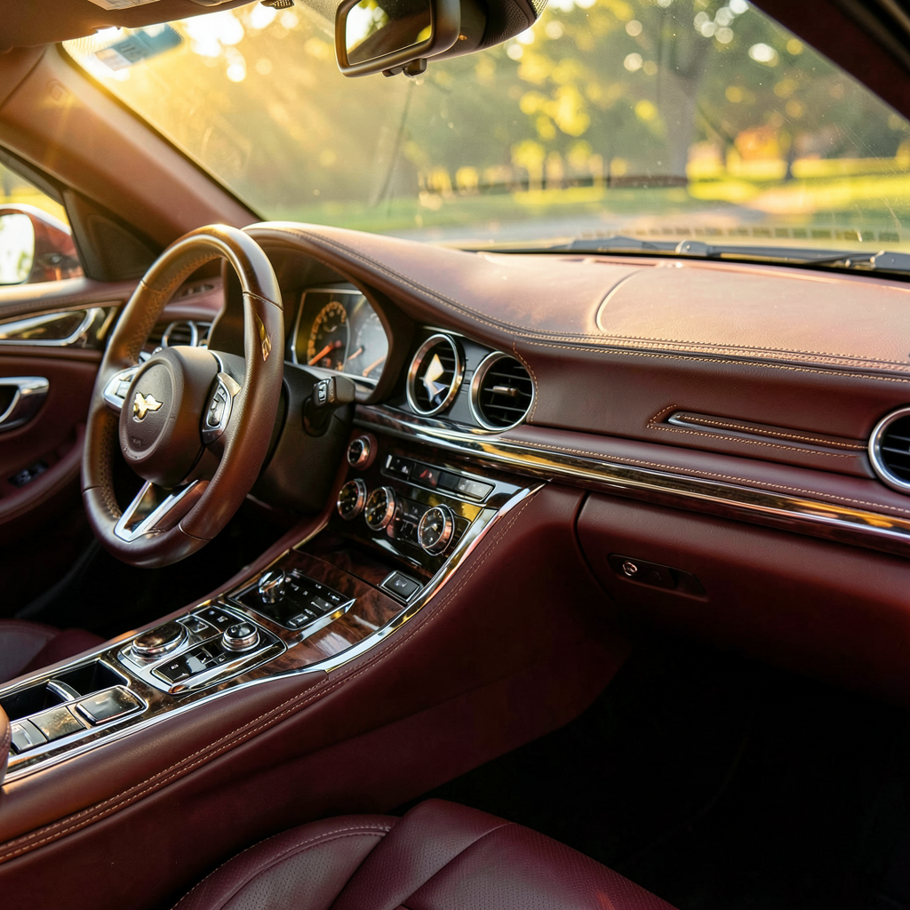 Détail d’un tableau de bord numérique sophistiqué dans une voiture Porsche, combinant technologie et élégance.