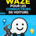 Femme utilisant l'application Waze sur son téléphone dans une voiture