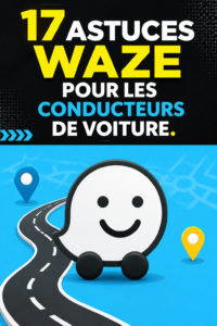 Femme utilisant l'application Waze sur son téléphone dans une voiture