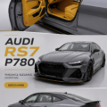 Vue de l'Audi RS7 P780, un modèle automobile puissant et élégant sur une route ouverte.
