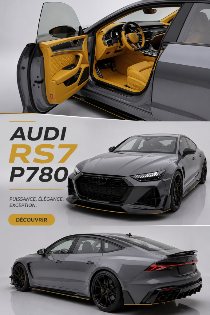 Vue de l'Audi RS7 P780, un modèle automobile puissant et élégant sur une route ouverte.