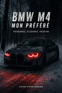 Image d'une BMW M4 garée, mettant en valeur son design élégant et sportif.