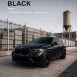 BMW X6 noire sur route, alliant élégance et puissance.