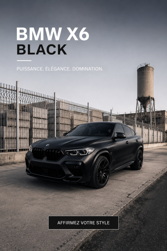 BMW X6 noire sur route, alliant élégance et puissance.