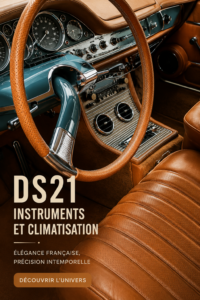 Grand angle du tableau de bord du DS21 avec instruments Jaeger visibles et climatisation.