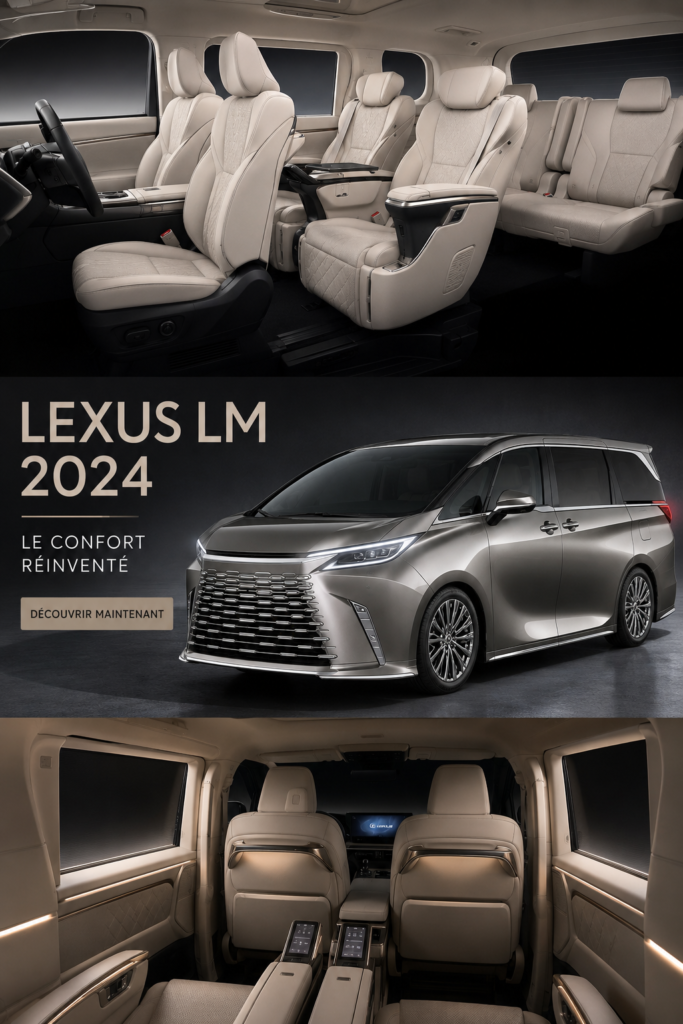 Lexus LM 2024, véhicule luxueux avec un design élégant dans un environnement urbain.
