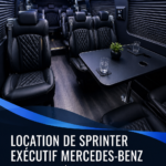 Image d'un Sprinter Mercedes stationné à l'aéroport d'Atlanta, prêt à accueillir ses passagers, avec des bagages à l'extérieur.