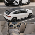 Vue avant du Mercedes EQS SUV 2023, montrant son design moderne et élégant.