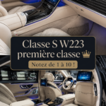 Mercedes W223 S-Class garée dans un cadre urbain avec un éclairage sophistiqué, illustrant son design élégant.