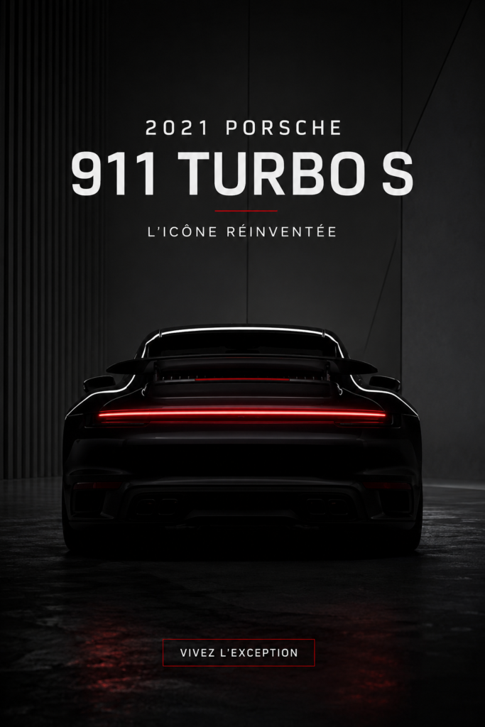 Image de la Porsche 911 Turbo S 2021 garée sur une route panoramique.