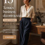 Une femme de 40 ans portant une tenue business casual élégante au travail