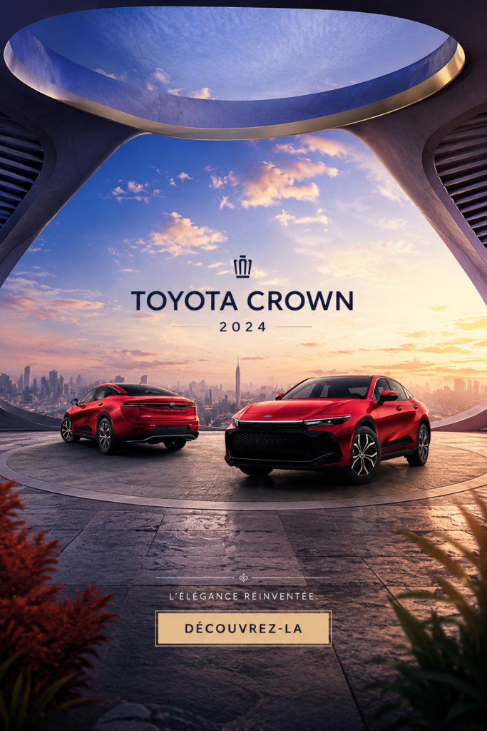 Vue d'ensemble de la Toyota Crown 2024 avec un design moderne et élégant.