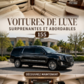 Sélection de voitures de luxe accessibles avec une vue élégante.