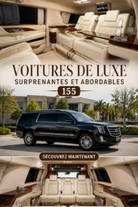 Sélection de voitures de luxe accessibles avec une vue élégante.