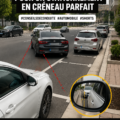 Femme au volant réussissant un créneau avec confiance
