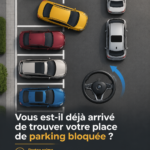 Une voiture bloquée dans un parking avec d'autres véhicules mal garés
