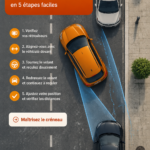 Femme au volant essayant de se garer en parallèle dans une rue