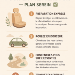 Femme souriante prenant le volant d'une voiture pour la première fois, exprime la confiance et la sérénité.
