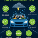 Femme conduisant prudemment sous la pluie avec des essuie-glaces en bon état.
