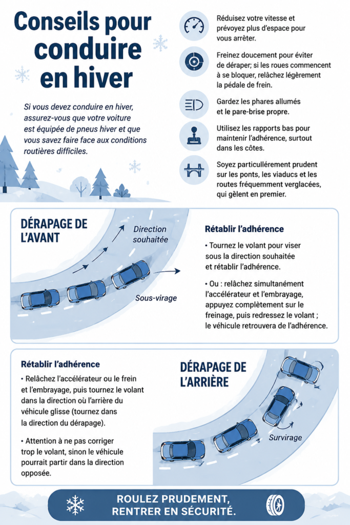 Conseils de conduite en hiver pour rester en sécurité sur la route