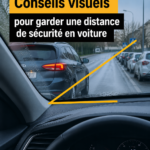 Une automobiliste attentive gardant une distance de sécurité sur la route.