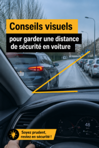 Une automobiliste attentive gardant une distance de sécurité sur la route.