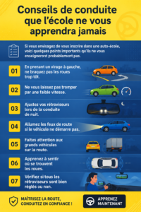 Une femme au volant, souriante et détendue, symbolisant des conseils de conduite pratiques.