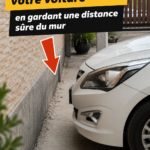 Femme apprenant à garer sa voiture en toute sécurité dans un parking.