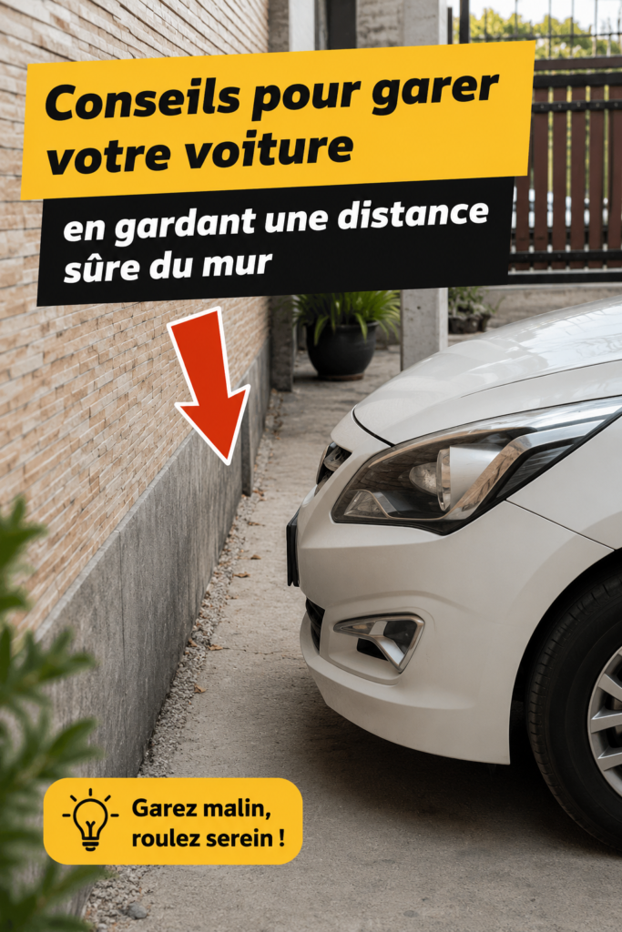 Femme apprenant à garer sa voiture en toute sécurité dans un parking.