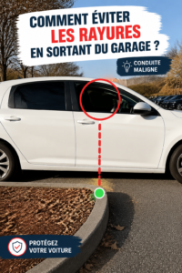 Une voiture sortant lentement d'un garage sans rayures