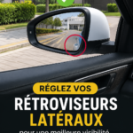 Rétroviseur latéral ajusté pour une vue optimale de la route.