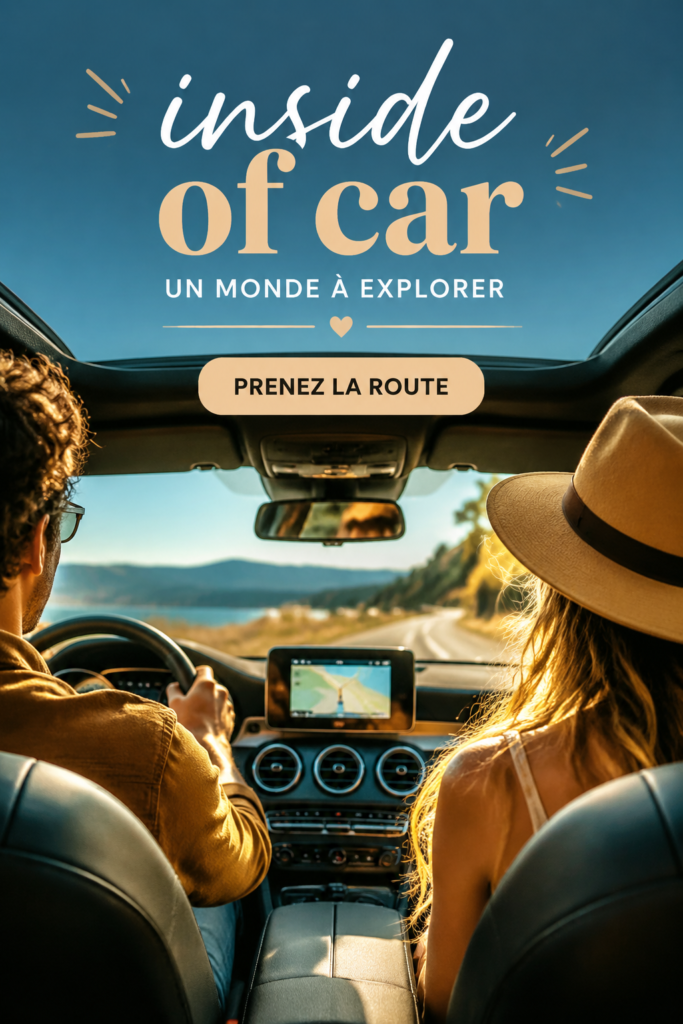 Intérieur de voiture aménagé avec des accessoires confortables et esthétiques