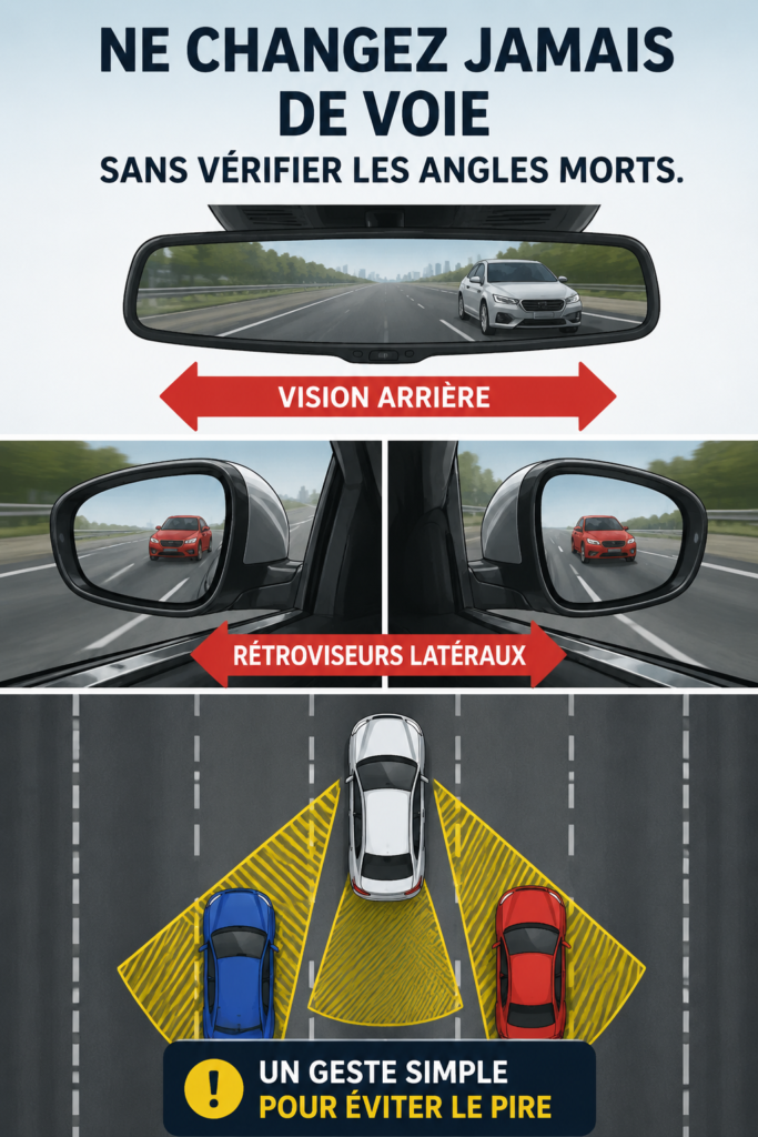 Conductrice vérifiant ses angles morts avant de changer de voie
