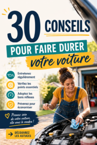 Une femme examinant sous le capot de sa voiture pour vérifier son entretien.