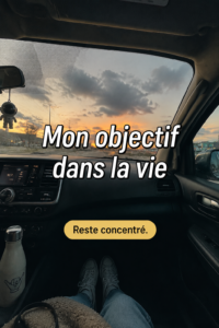 Un montage inspirant représentant des objectifs de vie et des aspirations personnelles.