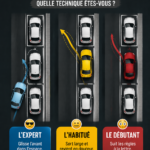 Femme se garant en parallèle dans un stationnement urbain