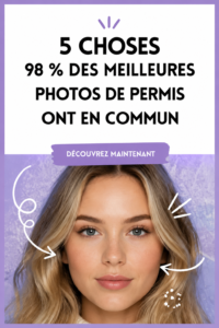 Femme souriante prenant une photo pour son permis de conduire, dans un cadre lumineux