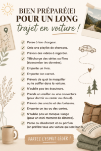 Voyage en voiture agréable avec des enfants, preparation de longs trajets