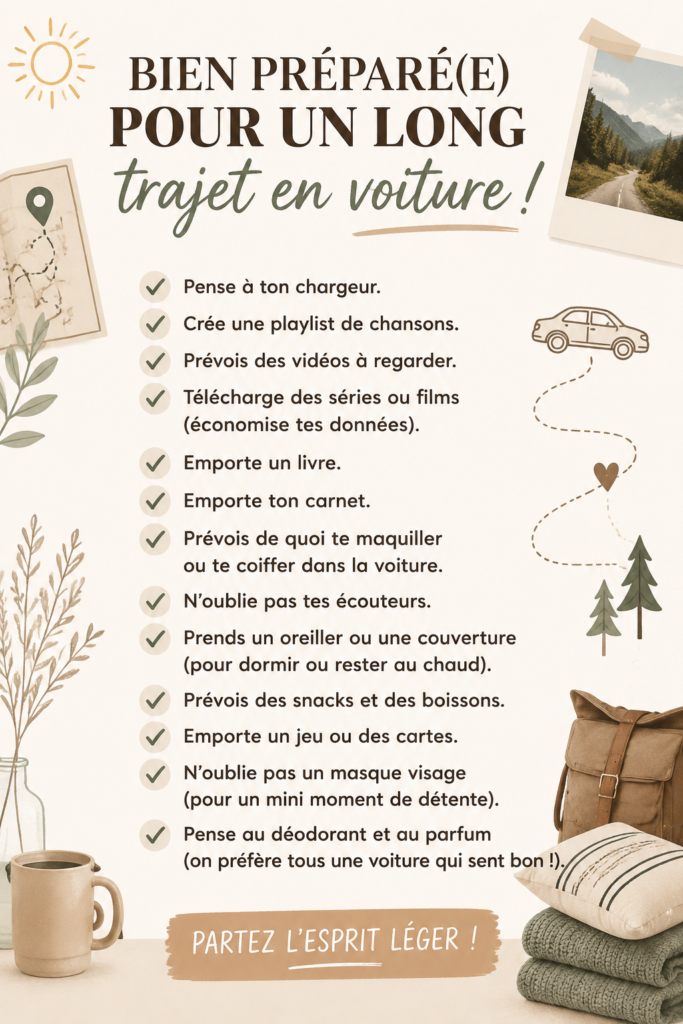 Voyage en voiture agréable avec des enfants, preparation de longs trajets