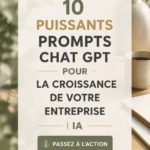 Un écran d'ordinateur affichant des prompts Chat GPT pour le développement des entreprises, symbolisant l'innovation