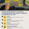Conducteur passant prudemment un cycliste sur la route