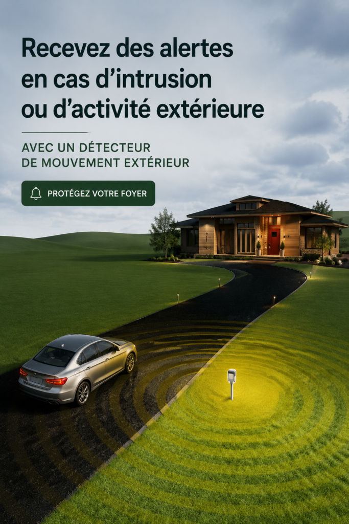 Un capteur de mouvement extérieur sur un mur, prêt à détecter des mouvements.