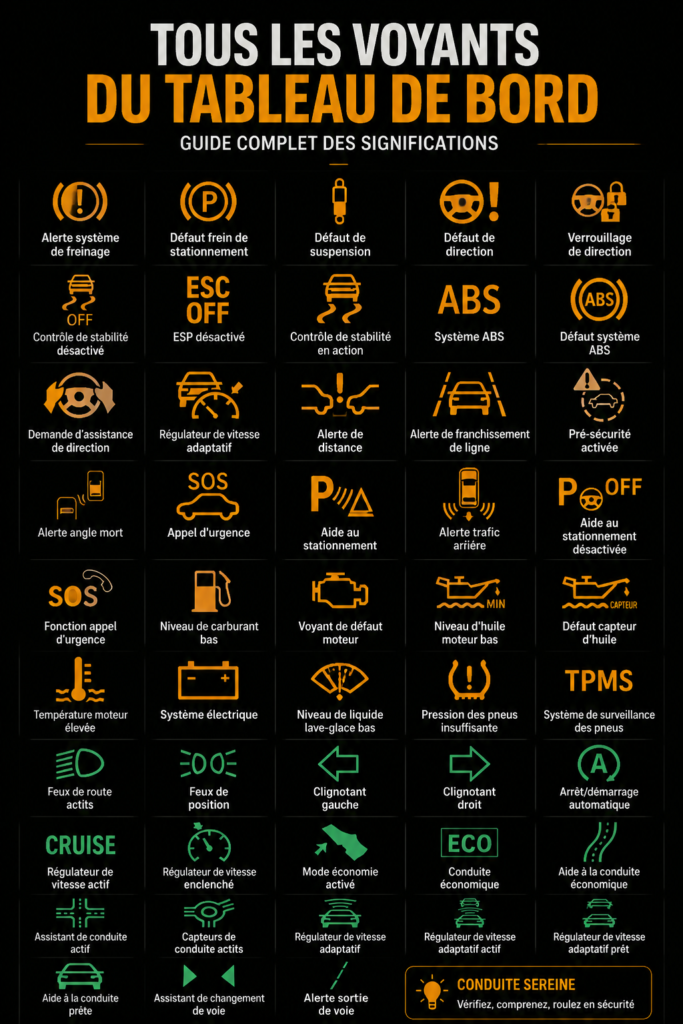 Tableau de bord Mercedes affichant plusieurs feux d'alerte