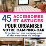 Accessoires de rangement dans un camping-car bien organisé.