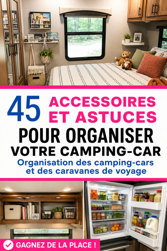 Accessoires de rangement dans un camping-car bien organisé.