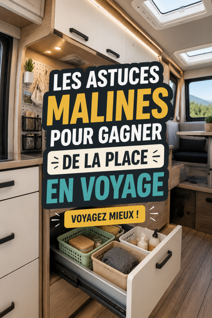 Aperçu d'un camping-car bien organisé avec des astuces de rangement visibles