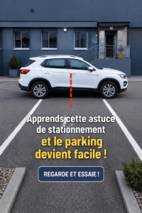 Femme s'entraînant à se garer avec confiance dans un parking