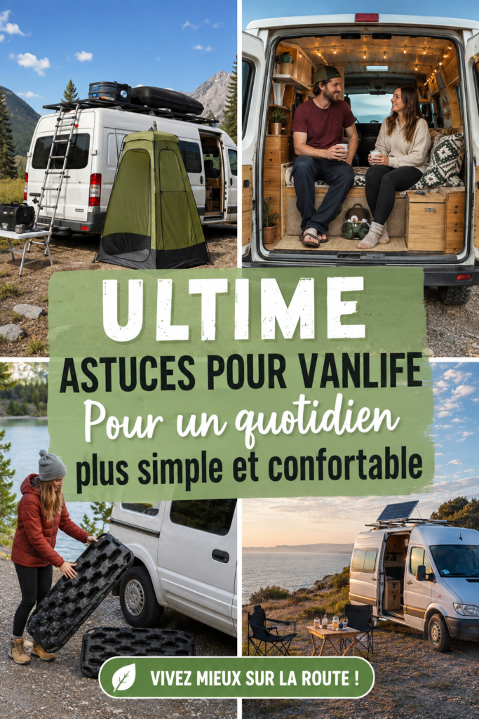 Un intérieur de van aménagé, cozy et confortable pour un road trip.