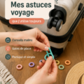 Femme conductrice souriante lors d'un voyage sur la route avec des éléments de confort