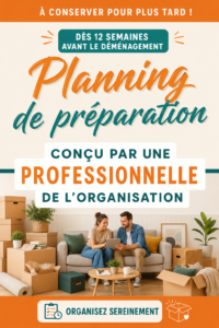 Une femme organisée préparant son déménagement avec un calendrier